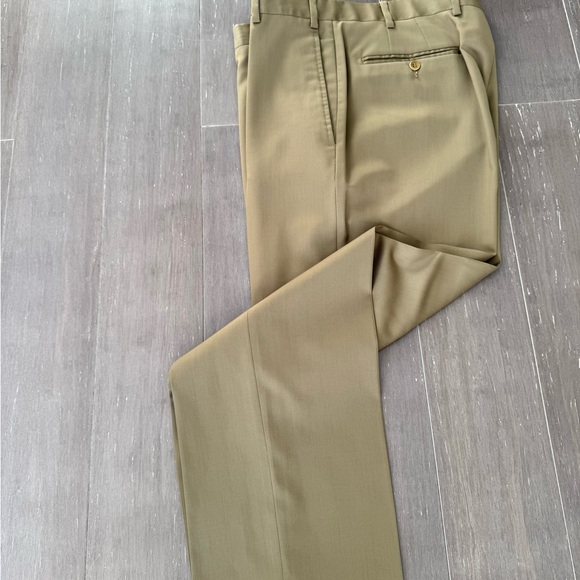 Zanella Flat Front Olive Green Dress Pants Mens SZ 343/30 - Picture 14 of 14